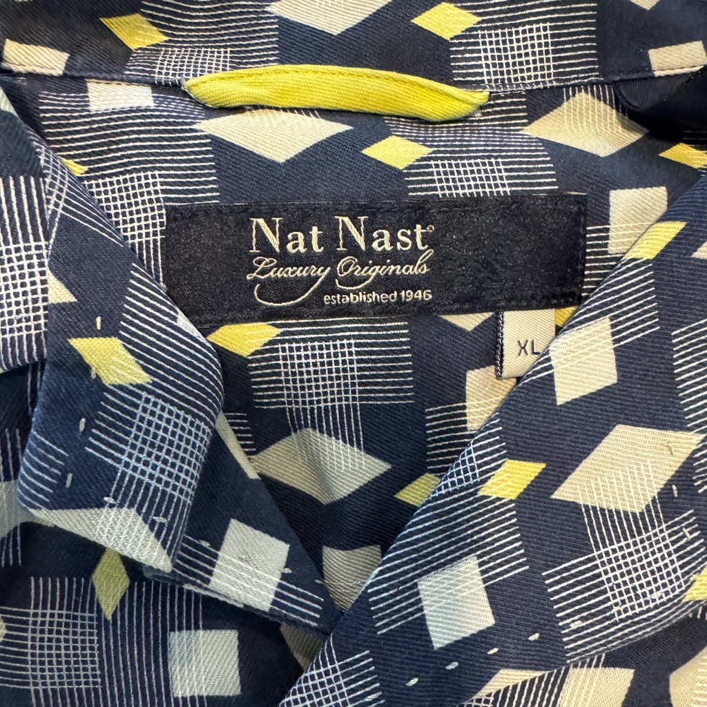 Nat Nast Blue And Yellow Silk Shirt 100 Silk
